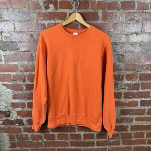 Vintage Sweatshirt Mens XL Orange Crewneck Fleece Pullover Blank Solid USA